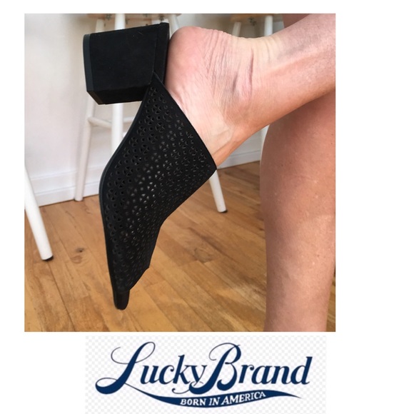 Lucky Brand Shoes - Lucky Brand Leather Mesh Mules Black Size 7 New